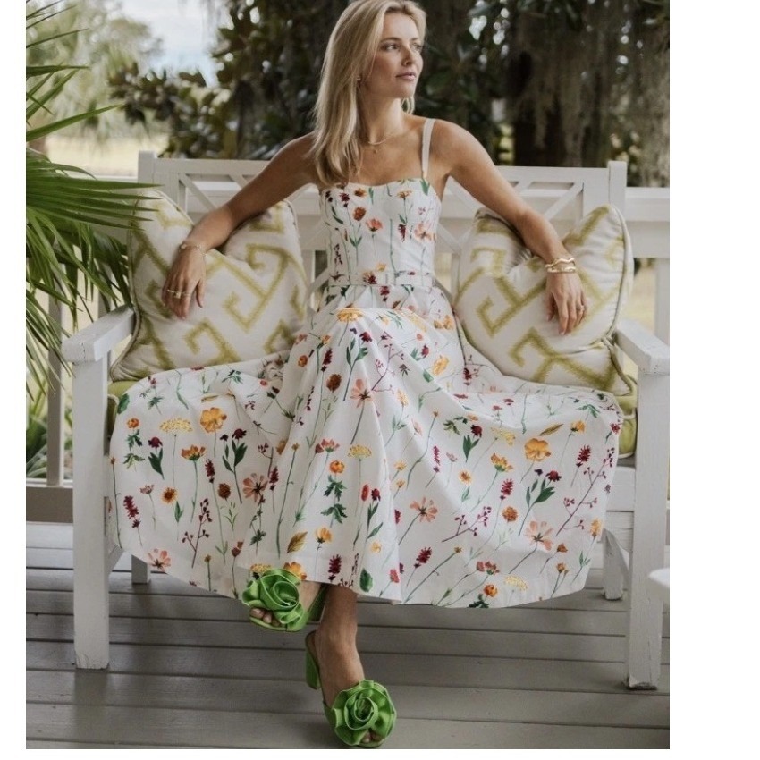 Antonio Melani Natalie Simkins Maybry Floral Cotton Maxi Dress White Multi 10